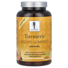 New Nordic, Gomme di Tamerico Vegan con Estratto di Curcuma, Mango-Orange, 60 Gomme
