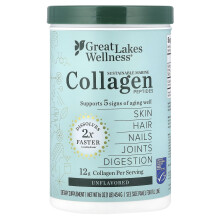 Great Lakes Wellness, Økologisk Marin Kollagen Peptider, Usmagret, 16 oz (454 g)