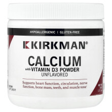 Kirkman Labs, Wapń z Witaminą D3 w postaci proszku, Bez smaku, 8 oz (227 g)