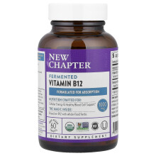 New Chapter, Fermentowany Witamin B12, 1 000 mcg, 60 Wegetariańskie Tabletki