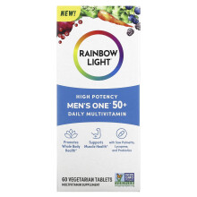 Rainbow Light, Mužský One 50+ Denný Multivitamin, Vysoká Potencia, 60 Vegetariánskych Tabletiek