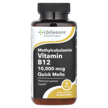 LifeSeasons, Essentials, Methylcobalamin Vitamin B12, Berry, 10,000 mcg, 60 Quick Melts