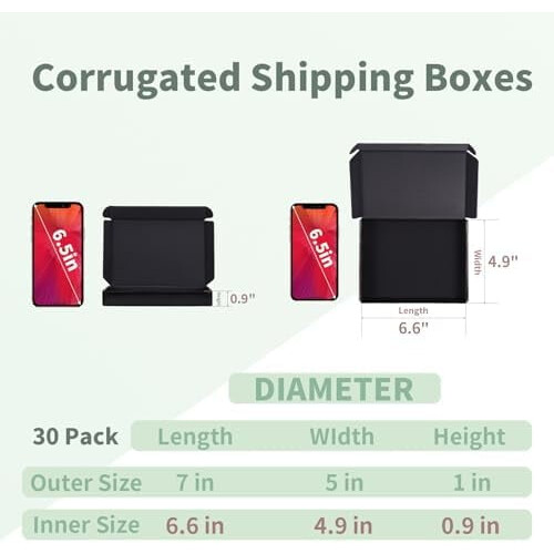Caixas de envio pretas, 30,5 x 23 x 10 cm (12 x 9 x 4 polegadas), pacote com 40 unidades. 1