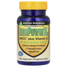 American Biosciences, ImmPowerÆ D3, AHCCÆ Plus Vitamin D3, 30 Vegetarian Capsules