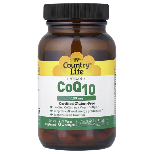 Χώρα Ζωής, Βιγκαν CoQ10, 100 mg, 60 Βιγκαν Σκληρογυαλισμένες Φιάλες