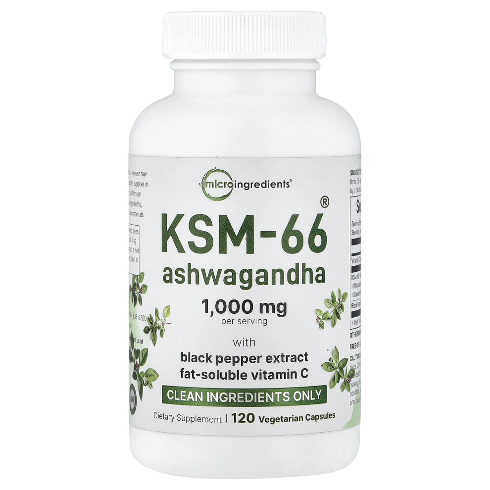 Micro Ingredients Black Ksm-66 Ashwagandha, 120 Vegetarian Capsules
