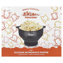 Amish Country Popcorn, Silikoninen mikroaaltopopkornin paistin, Harmaa, 4 Kappaletta