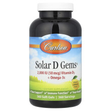 Carlson, Zonneschijndiamanten, Vitamine D3 + Omega-3's, Natuurlijk Citroen, 360 Zachte Gels