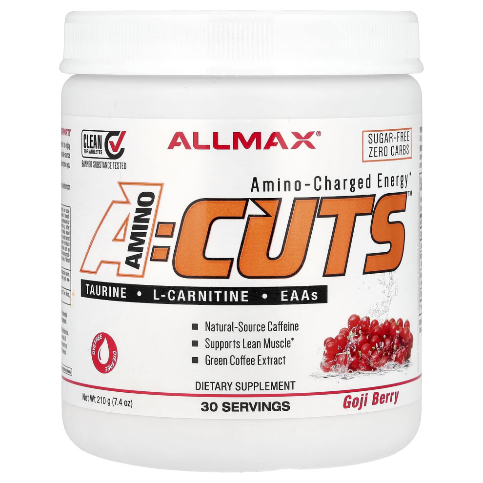 Allmax Green Acuts, Amino-Charged Energy Drink, Goji Berry, 7.4 Oz (210 G)