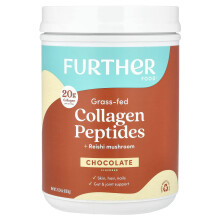 Further Food, Grass-Fed-Kollagen-Peptide + Reishi-Pilz, Schokolade, 1,8 lbs (690 g)