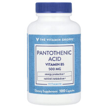 The Vitamin Shoppe, Pantothenová kyselina, Vitamin B5, 100 Kapsul