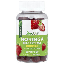 Lifeable, Moringa Levélkivonat Gumi, Természetes Szeder, 60 Gumi (200 mg per Gumi)