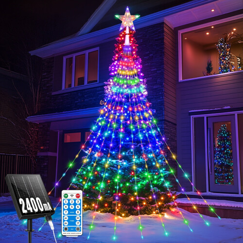 Lumini solare de Crăciun tip con, 320 LED-uri, alb cald, IP65 1