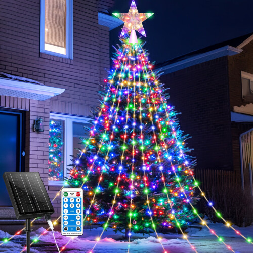 Lumini solare de Crăciun tip con, 320 LED-uri, alb cald, IP65 2