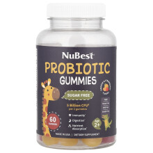NuBest, Gomme Probiotiche, Età 2+, Arancia & Fragola, 60 Gomme
