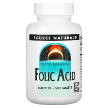 Source Naturals, Folsäure, 800 mcg, 500 Tabletten