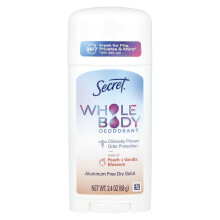Secret, Whole Body Deodorant, Aluminum Free Dry Solid, Peach + Vanilla Blossom, 2,4 oz (68 g)