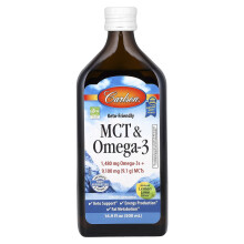 Carlson, MCT & Omega-3, Keto Vriendelijk, Natuurlijke Limoen Limoen, 16,9 fl oz (500 ml)