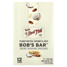 Bob's Red Mill, Bob's Bar, Peanut Butter, Coconut & Oats, 12 Bars, 1,76 oz (50 g) per stuk