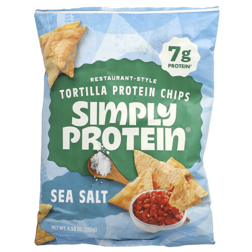 Simply Protein, Restaurangstil Protein Chips, Salt, 4,58 oz (130 g)