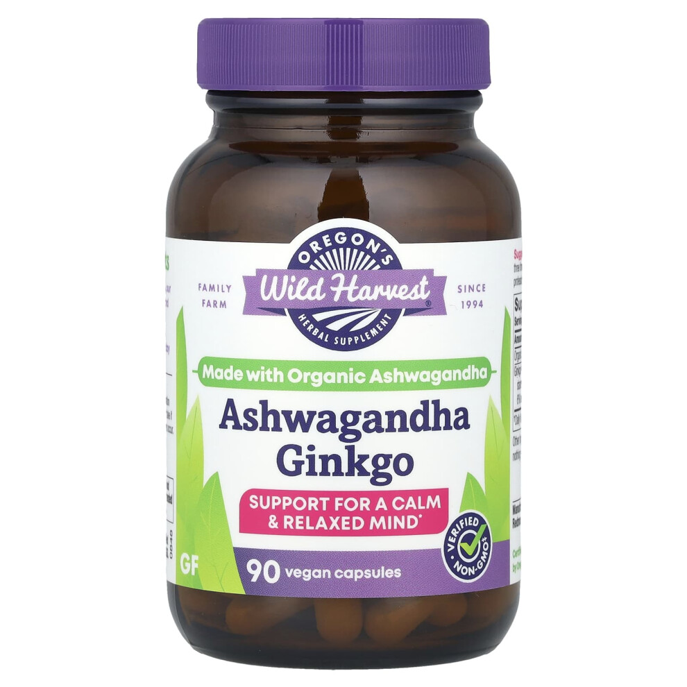 Oregon's Wild Harvest , Ashwagandha Ginkgo, 90 Vegan Capsules