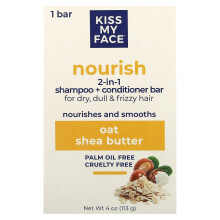 Kiss My Face, Nourish 2-in-1 Shampoo + Conditioner Bar, Voor Droge, Dull & Frizzy Haar, Aardappel & Shea Butter, 1 Bar, 4 oz (113 g)