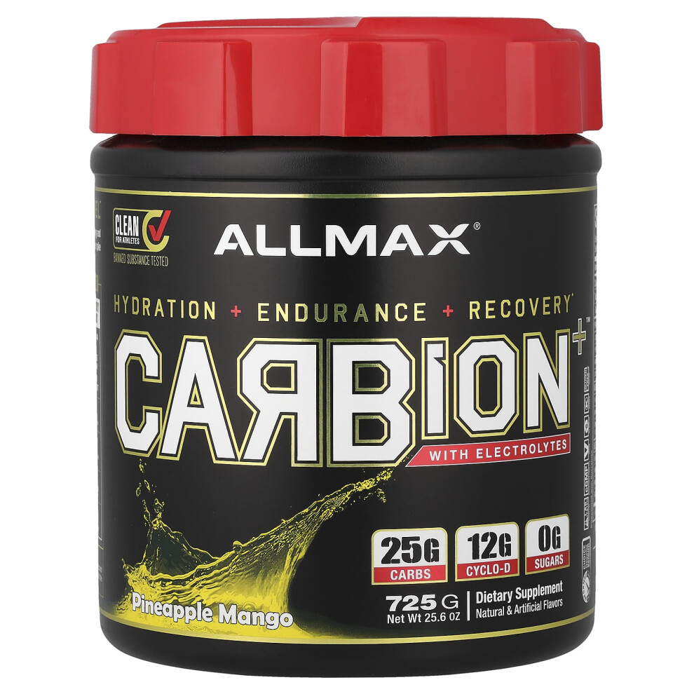 Allmax , Carbion+ With Electrolytes, Pineapple Mango, 25.6 Oz (725 G)