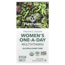 PlantFusion, Multivitamin dla Kobiet, Jedna Dawkę na Dzień, Organiczne Wegetariańskie, 30 Wegetariańskich Tabletek
