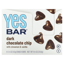 Yes Bar, Snačková barva, tmavá čokoládová kocka, 6 kusov, 1.4 oz (40 g) Každá