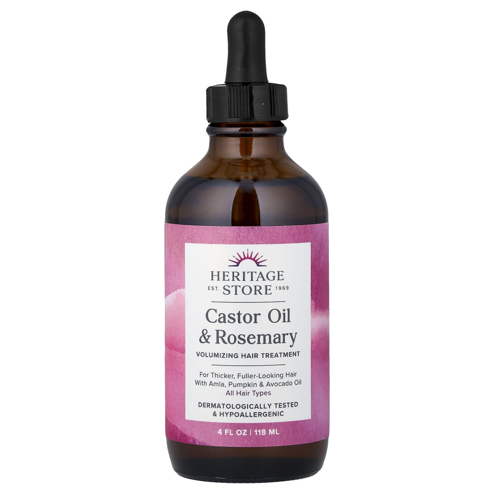 Heritage Store , Castor Oil & Rosemary, Volumizing Hair Treatment, All Hair Types, 4 Fl Oz (118 Ml)