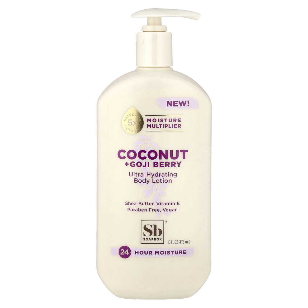 Soapbox , Ultra Hydrating Body Lotion, Coconut + Goji Berry, 16 Fl Oz (473 Ml)