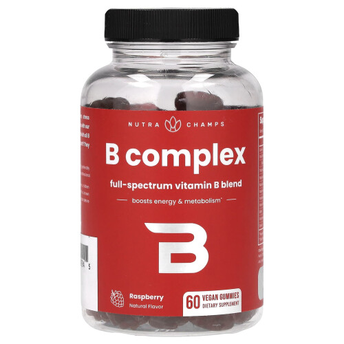 NutraChamps, Complex B, Raspbere, 60 Gummies Vegan