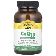 Country Life, CoQ10 Vegan, 100 mg, 120 Capsule Softgels