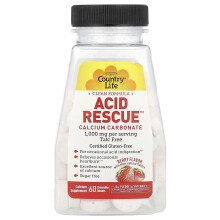Country Life, Acid Rescue, Węglan Wapnia, Berry, 1 000 mg, 60 Tabletek do Zjadania (500 mg na Tabletkę)