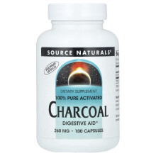 Source Naturals, Carvão Ativado 100% Puro, 260 mg, 100 Cápsulas