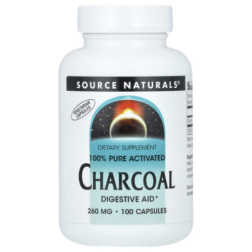 Source Naturals, 100% Πραγματική Ενεργοποιημένη Χάρκολα, 260 mg , 100 Φιαλίδια