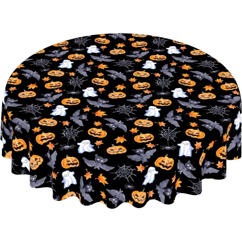 Schwarze runde Tischdecke, 60 Zoll, Polyester 2