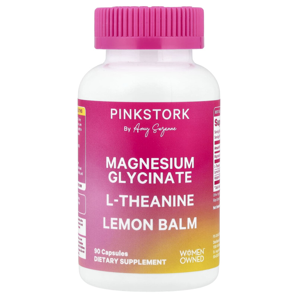 Pink Stork , Magnesium Glycinate, L-Theanine, Lemon Balm, 90 Capsules
