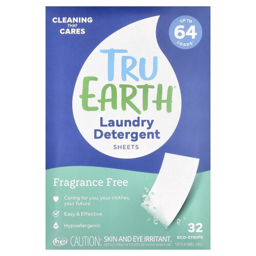 Tru Earth, Eco-StripsÆ, Πλύσιμο Ρούχων, Υπερβολικά Κύρια, Ασυνέπεια, 32 Strips