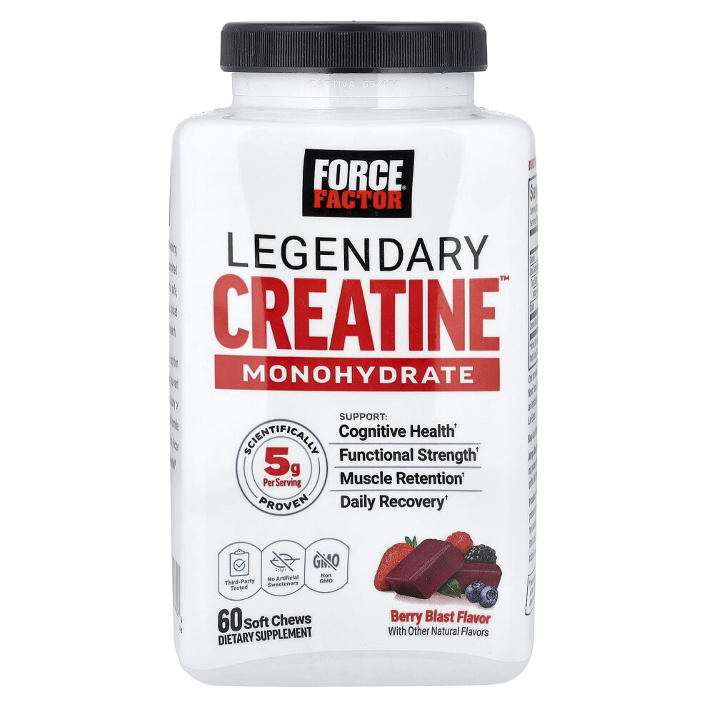 Force Factor , Legendary Creatine Monohydrate, Berry Blast, 60 Soft Chews (2.5 G Per Chew)