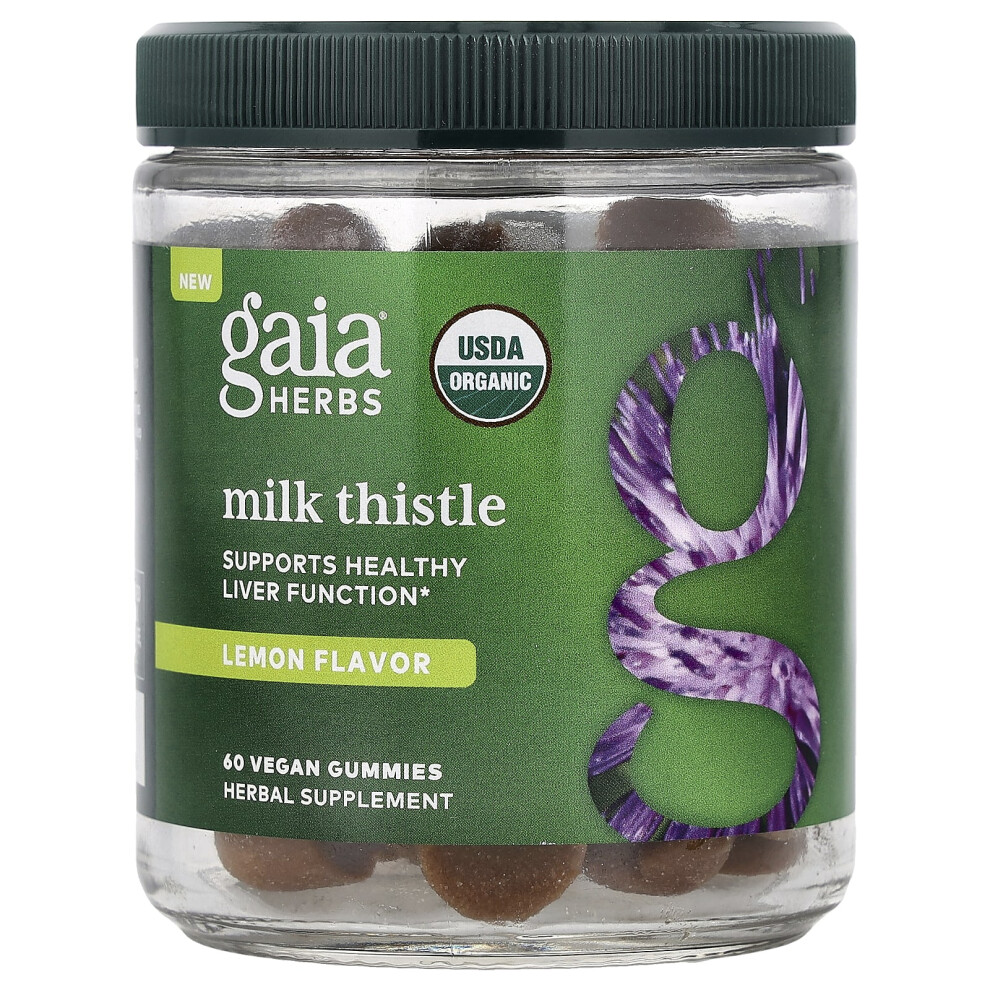 Gaia Herbs , Milk Thistle Gummies, Lemon, 60 Vegan Gummies