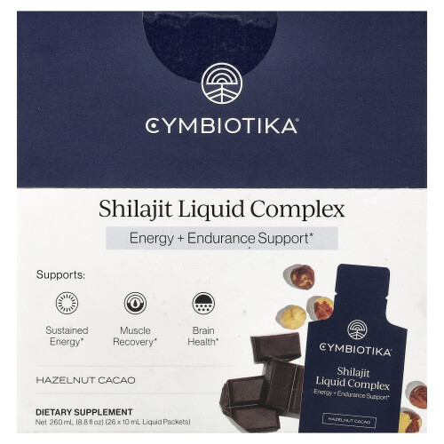 Cymbiotika, Shilajit Liquid Complex, Hazelnut Cacao, 26 Liquid Packets, 0,3 fl oz (10 ml) Each