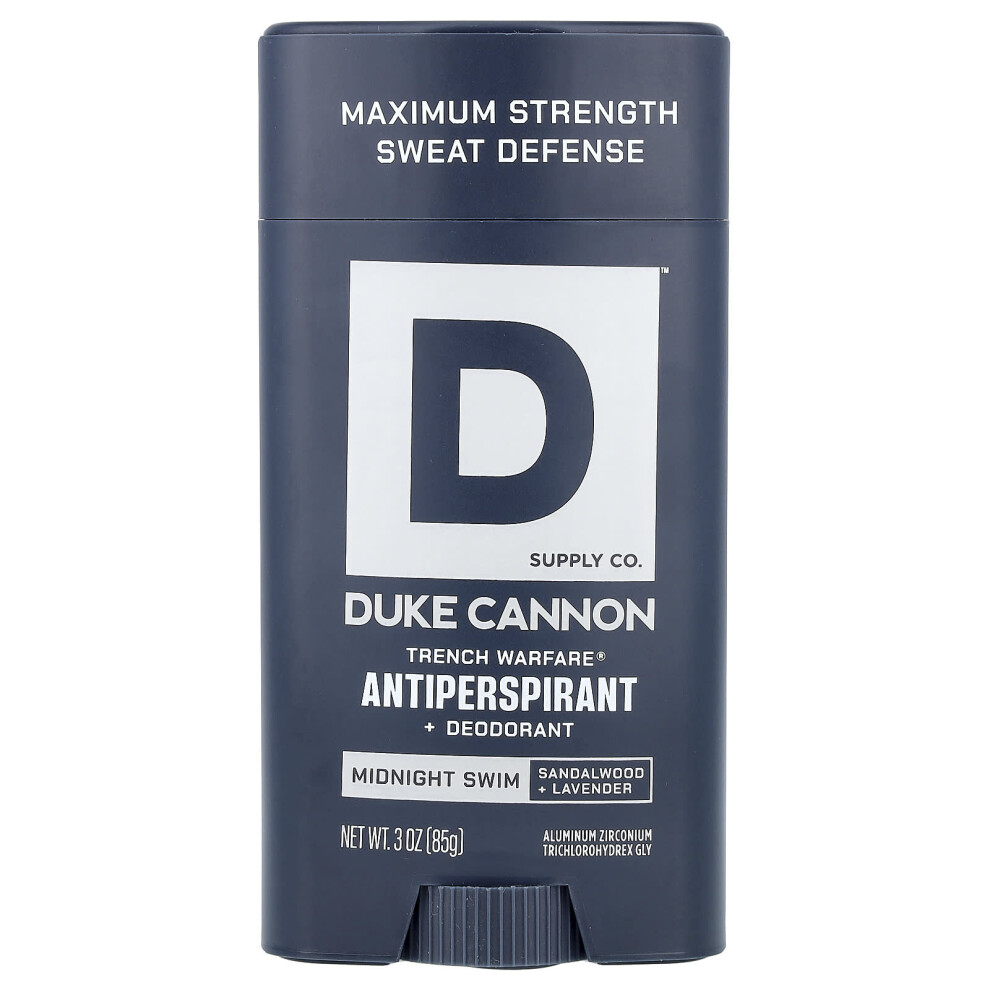 Duke Cannon Supply Co. Lavender Trench Warfare Antiperspirant + Deodorant, Midnight Swim, Sandal Wood + 3 Oz (85 G)