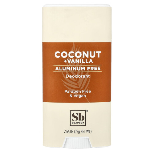 Soapbox, Desodorante Sem Alumínio, Coco e Vanil, 2.65 oz (75 g)