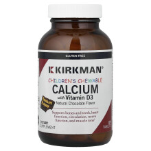 Kalcium z Witaminą D3 dla Dzieci Kirkman Labs Children's Chewable Calcium with Vitamin D3 Natural Chocolate 120 Tablets