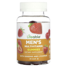 Lifeable, Multivitamin dla Mężczyzn w postaci Gummies, Naturalny Owoc, 60 Gummies