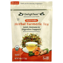 DelighTeas, Té Herbal Ayurvédico de Turmeric, Mezcla Libre, Libre de Caffeína, 4 oz (113 g)