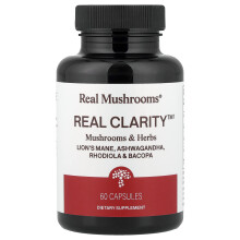 Real Mushrooms, RealClarity, Funghi + Erbe, 60 Capsule
