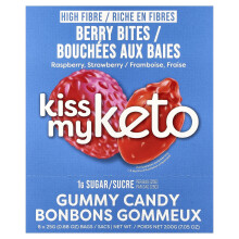 Kiss My Keto, Caramella Gommosa, Bocconcini di Frutta, Rabarbaro, Fragola, 8 Buste, 0,88 oz (25 g) Ogni