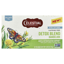 Celestial Seasonings, Mezcla de Desintoxicación, Diente de León, Libre de Caffeína, 16 Bolsitas de Té, 0.96 oz (27 g)
